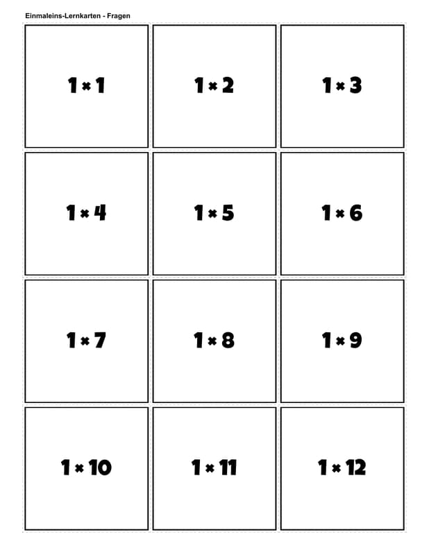 Multiplication Flashcards Preview