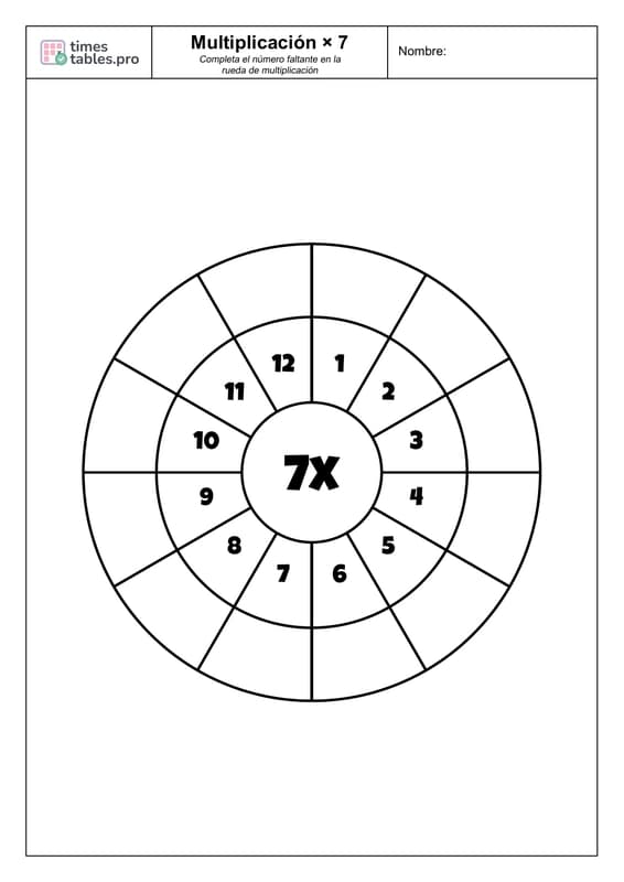 Multiplication Wheel Preview