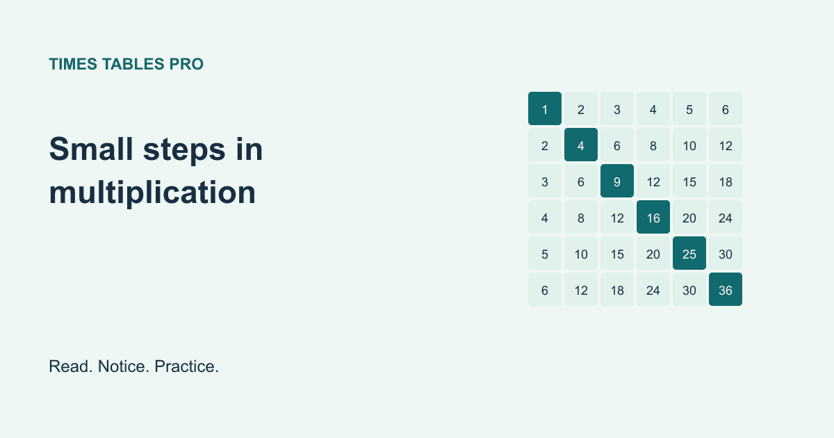 Multiplication grid illustrating the learning guide