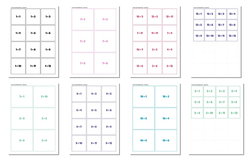 Cartes Flash de Multiplication