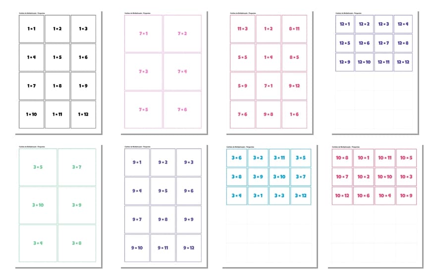 Cartões de Multiplicação